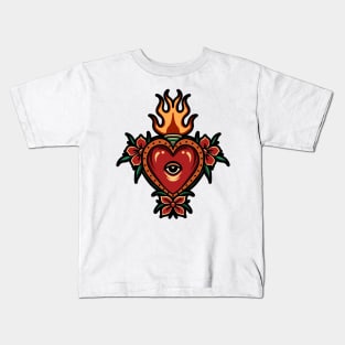 burning heart tattoo Kids T-Shirt